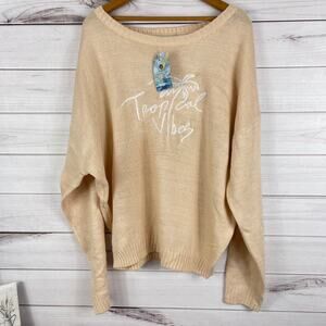 Beachly x Goldfish Kiss size XL oversized light‎ peach sweater "Tropical Vibes"